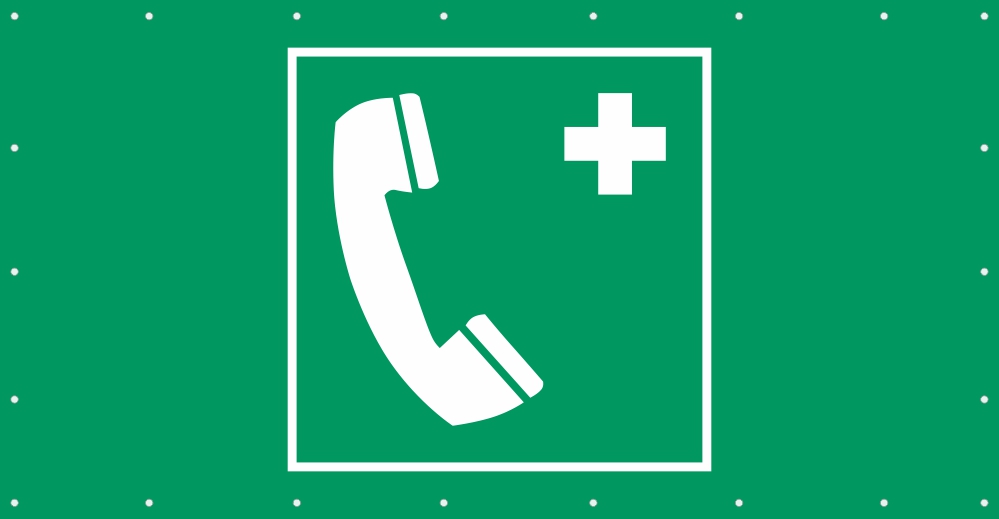 Bauzaunplane Safety - Notruftelefon