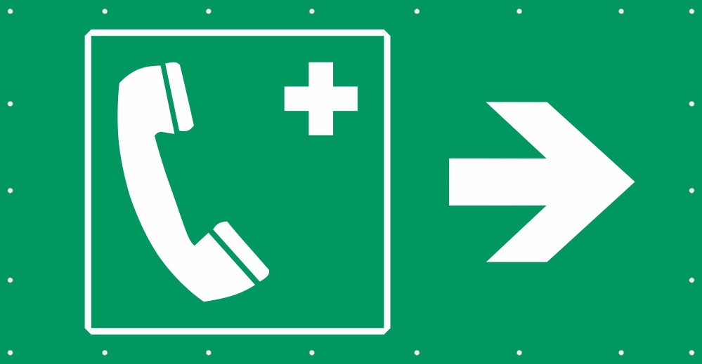 Bauzaunplane Safety - Notruftelefon rechts