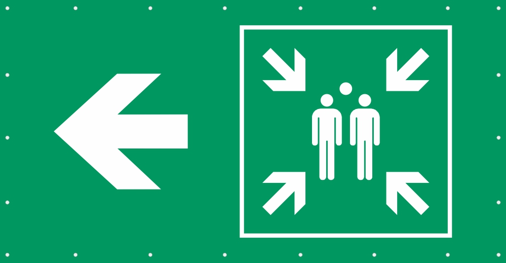 Bauzaunplane Safety - Sammelpunkt links