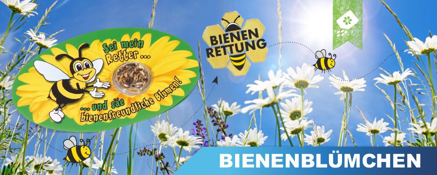 Karte mit Bienenblümchen Saat Bedruckte Karte mit Bienenblümchen Saat