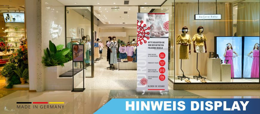 Display mit Verhaltensregeln in Geschäften Corona Prävention - Display mit Verhaltensregeln in Geschäften