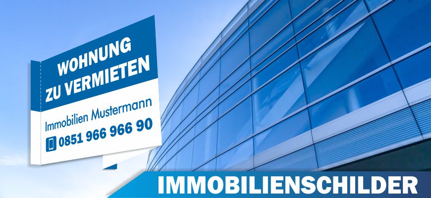 Immobilienschilder vom Allesdrucker Beispiel für ein Nasenschild welches gerne als Maklerschild und Immobilienschild eingesetzt wird.