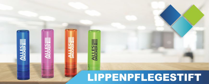 Lippenpflegestifte mit Logo bedruckt Mit Ihrem logo bedruckte Lippenpflegestifte in 5 Farbvarianten