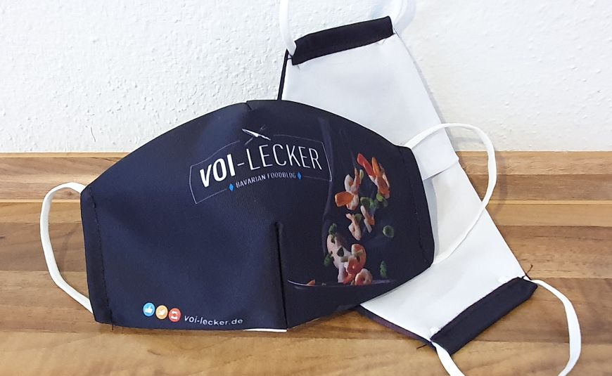 Mund-Nasen-Maske bedruckt Beispiel einer bedruckten Mund-Nasen-Maske