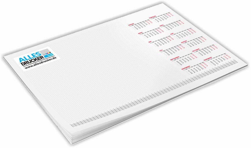 Schreibtischunterlage mit Kalender 2019 Schreibtischunterlage mit kariertem Notizfeld und Jahreskalendarium 2019