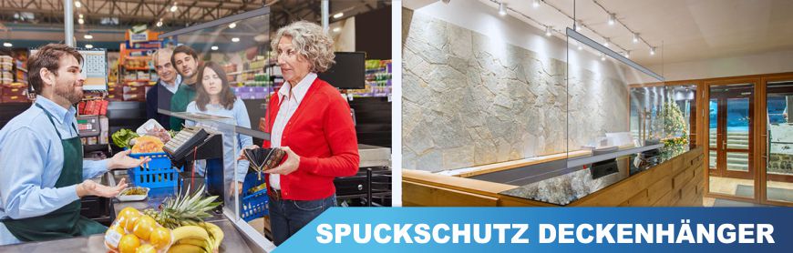Corona Spuckschutz Deckenhänger Corona Prävention durch unser Spuckschutz Abhängesystem aus transparenter PVC-Folie