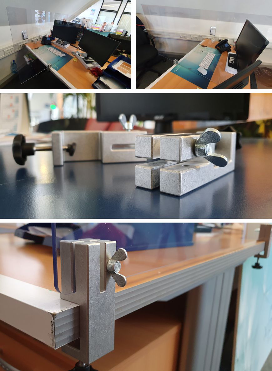 Büro mit Spuckschutz Trennwände Spuckschutz Trennwände aus Plexiglas im Büroeinsatz