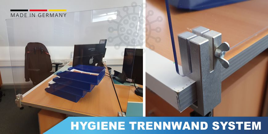 Trennwand System für Tische Corona Prävention - Spuckschutz Trennwände für Tische