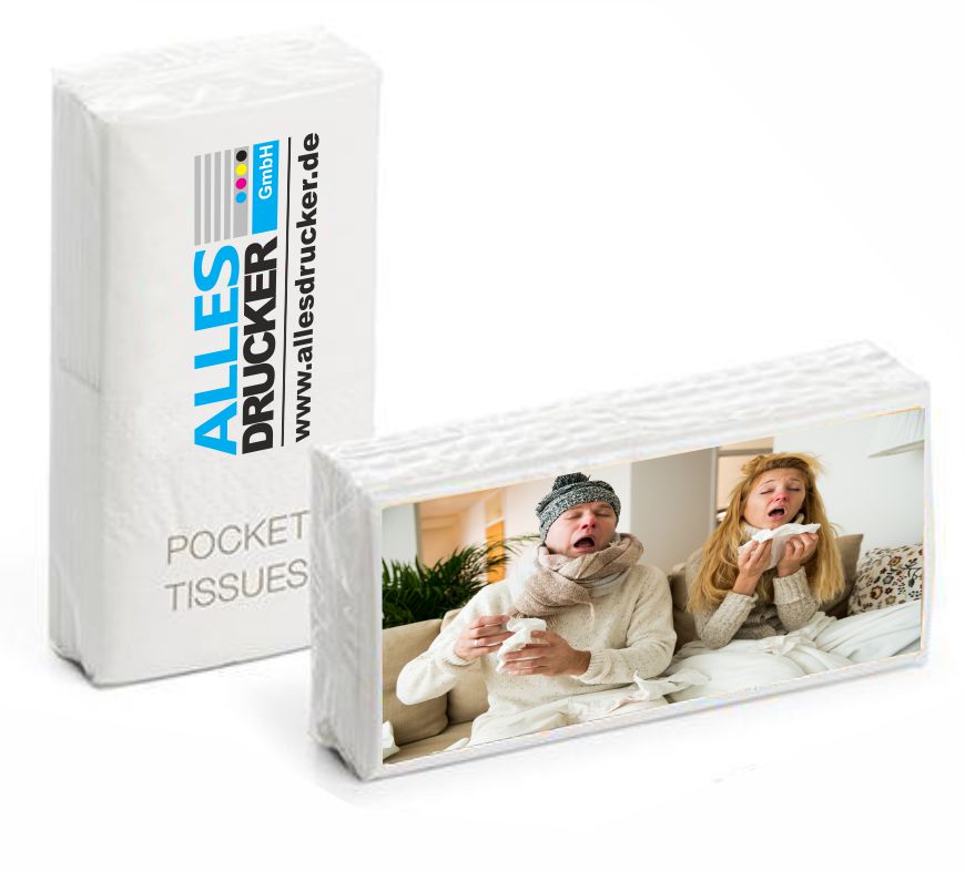 Taschentücher mit Allesdrucker Logo Taschentücher Normal in bedruckter Folienverpackung