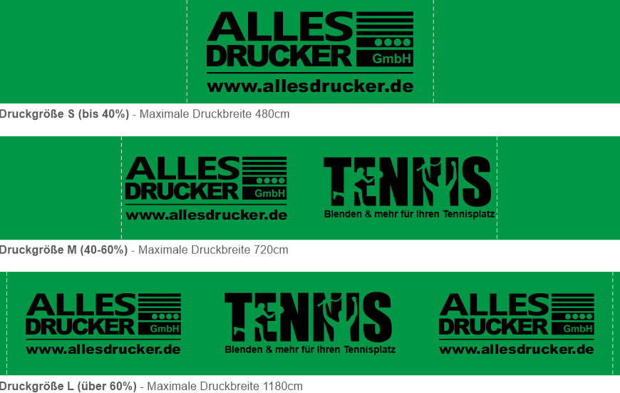 Druckgrößen bei Tennisblenden