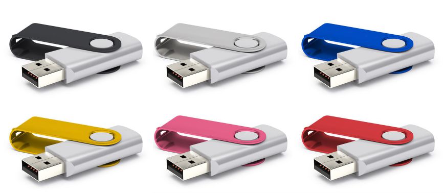 USB-Stick Farbvarianten Die sechs Grundfarben unserer USB-Sticks mit Aluminiumbügel
