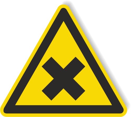 Warnschild aus Aluverbund - Warnung vor gesundheitsgefärdende Stoffe