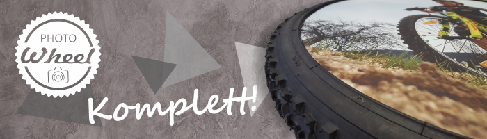 Photo-Wheel Komplett Komplettes Photo-Wheel mit Druck in einem neuen Fahrradmantel.