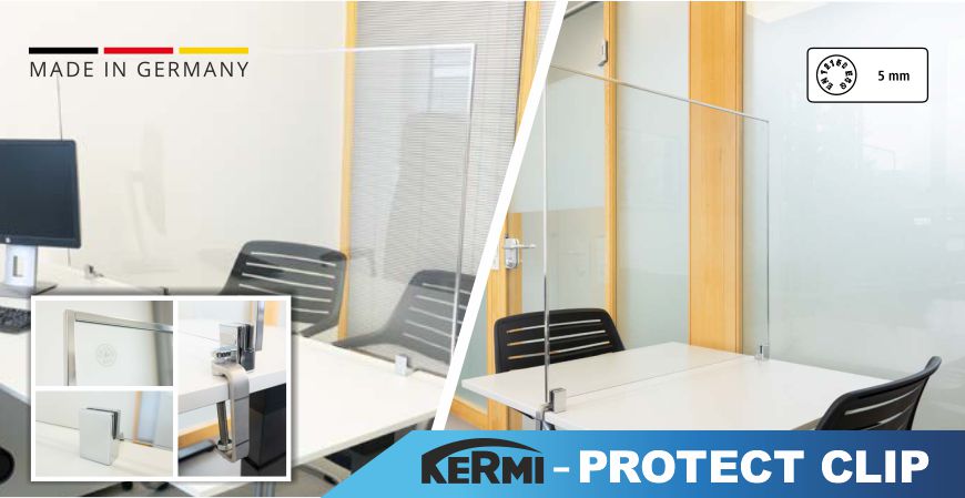 Corona Prävention - Spuckschutz Trennwandsystem KermiPROTECT CLIP