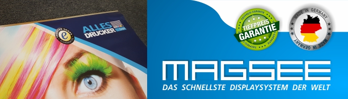 Wenn Sie bereits ein MAGSEE Displaysystem haben und da den Druck ganz einfach austauschen möchten bestellen Sie hier ein individuell bedrucktes Magsee Wechselbanner.