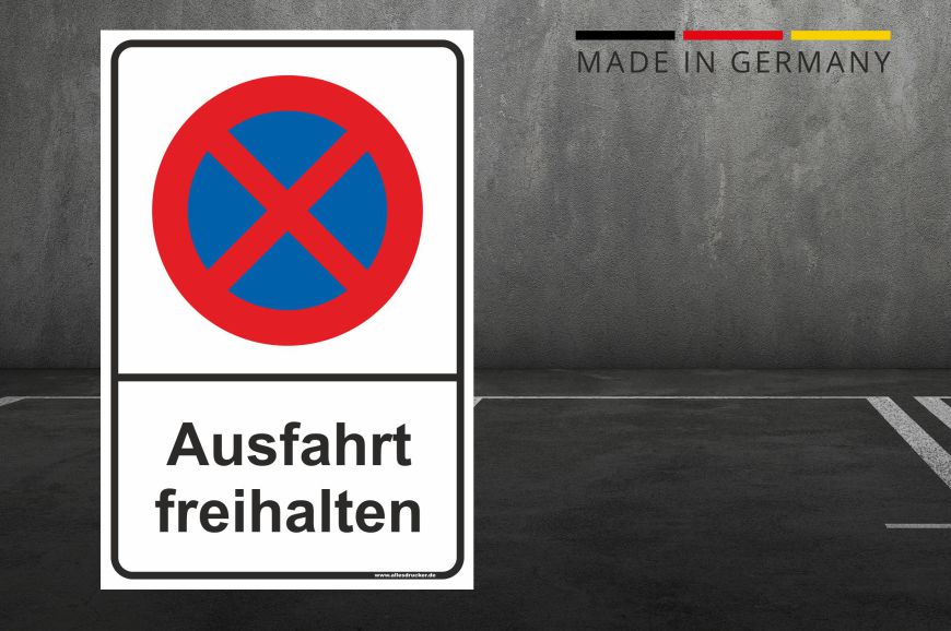 Parkverbotsschild - Ausfahrt freihalten