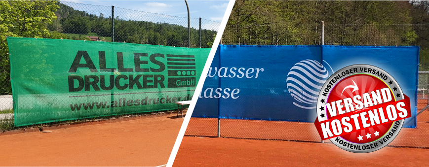 Bedruckte Tennisblenden / Digitaldruckblenden für die Tennisplatzwerbung