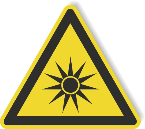 Verbotsschild - Warnung vor optischer Strahlung Warnschild aus Aluverbund - Warnung vor optischer Strahlung