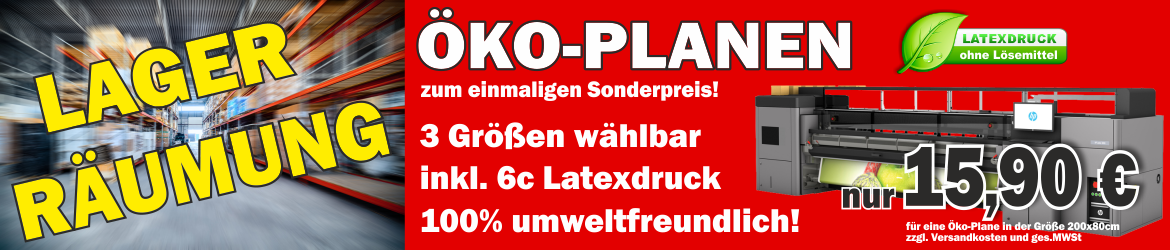 Öko Werbeplanen zum Tiefstpreis