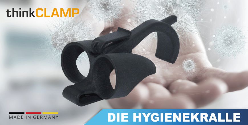 Corona Prävention mit der thinkCLAMP Hygienekralle